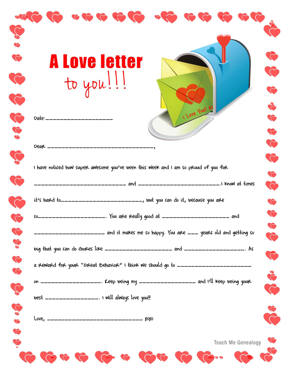 Love letter templates free